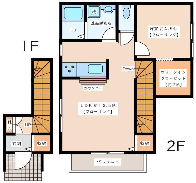 コムシェソワ(1SLDK/2階)の間取り写真