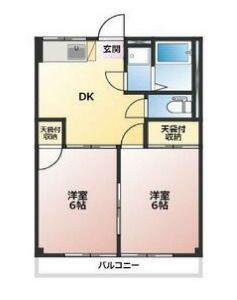 青梅市長淵4丁目マンション(2DK/2階)の間取り写真
