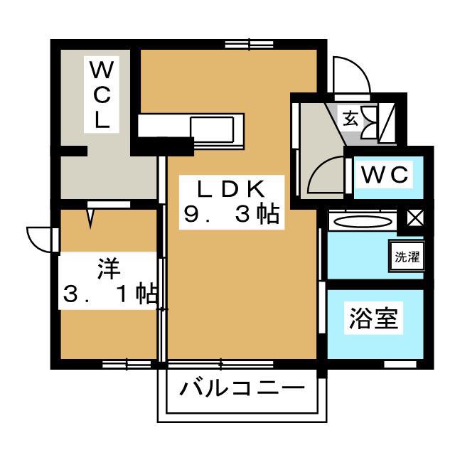 CASA日和 III(1LDK/1階)の間取り写真