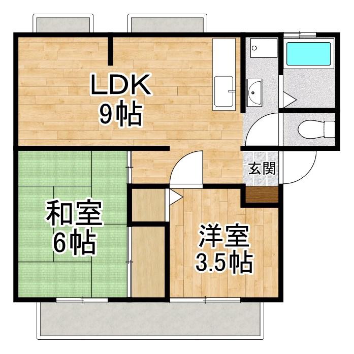 ハイツシバタ(2LDK/1階)の間取り写真