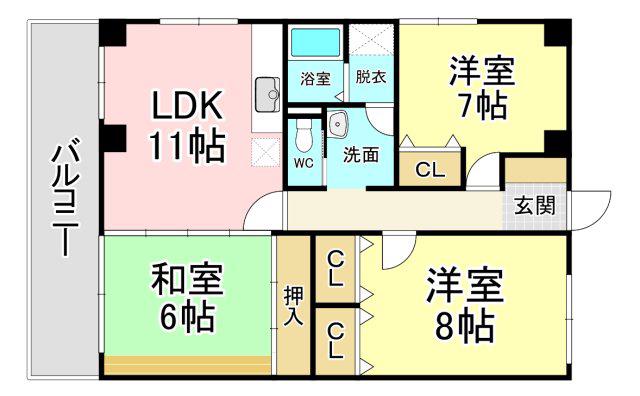 プチメゾン石坪町(3LDK/2階)の間取り写真