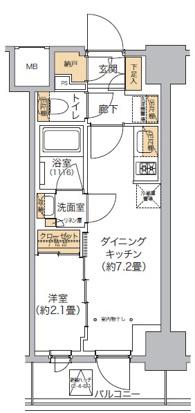 リビオメゾン西麻布(1DK/5階)の間取り写真