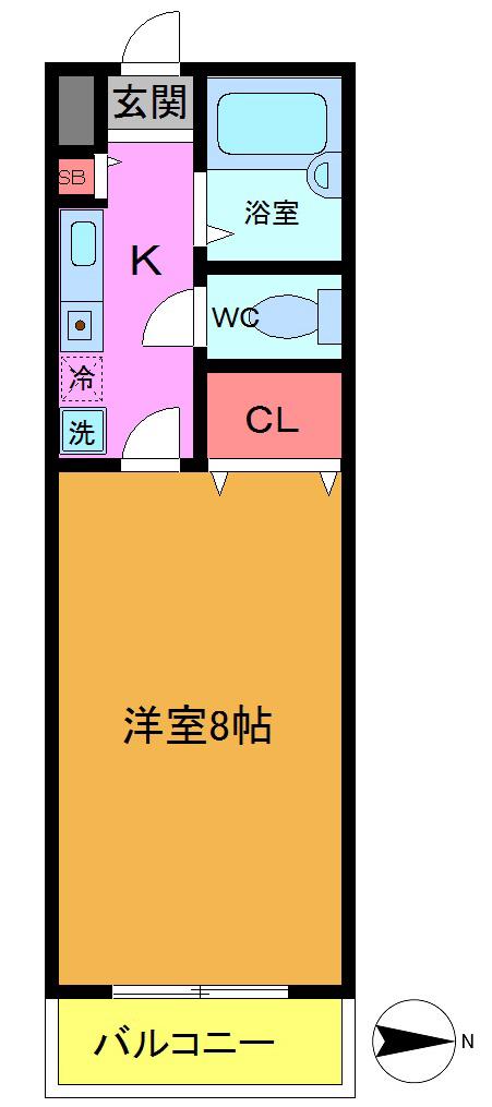 ヒコタビル(1K/3階)の間取り写真