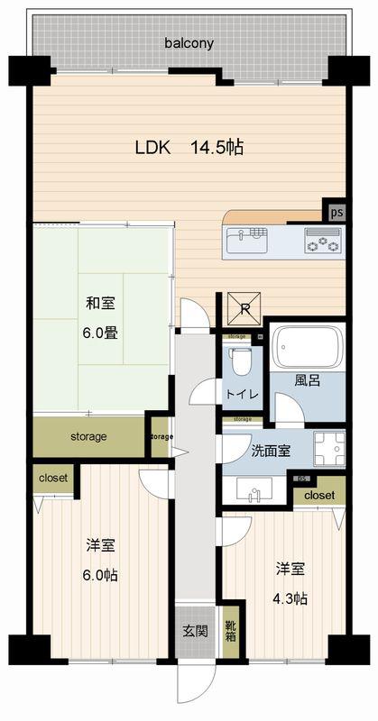 ハイホーム鷺沼東(3LDK/10階)の間取り写真