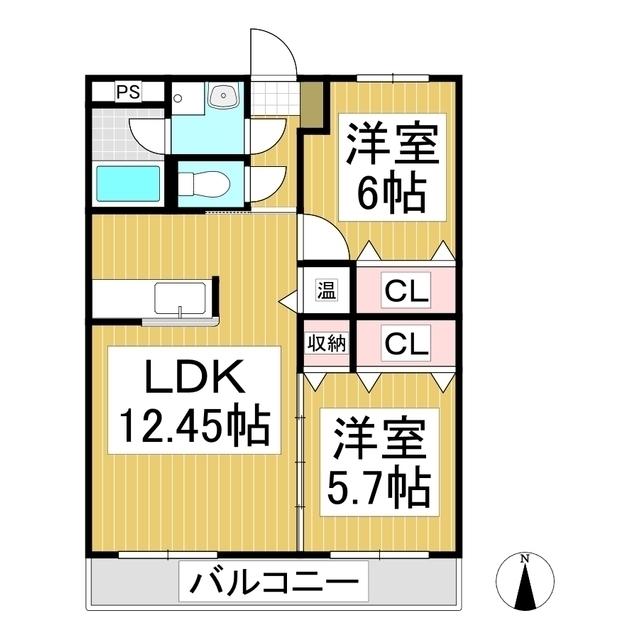 フォレシティ上田南(2LDK/1階)の間取り写真