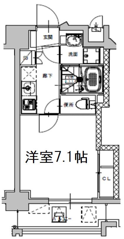 ミラージュパレス北梅田(1K/7階)の間取り写真