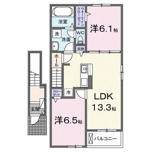 ディモーラ(2LDK/2階)の間取り写真