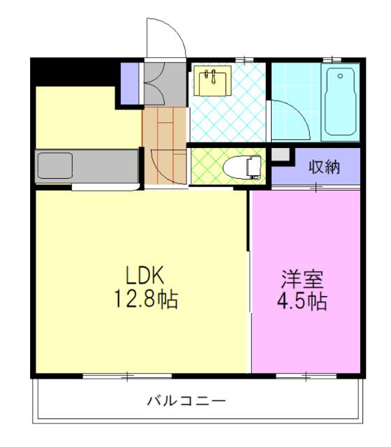 メゾンドMJ陽東(1LDK/2階)の間取り写真