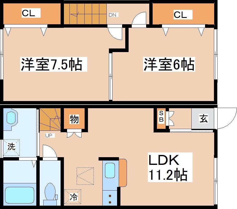 サニーカーサハル(2LDK/1階)の間取り写真