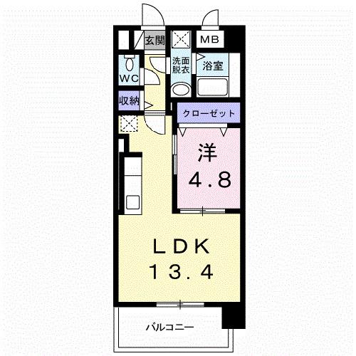 OSANPO上津(1LDK/2階)の間取り写真