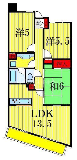 ベルジュヴァーン(3LDK/5階)の間取り写真