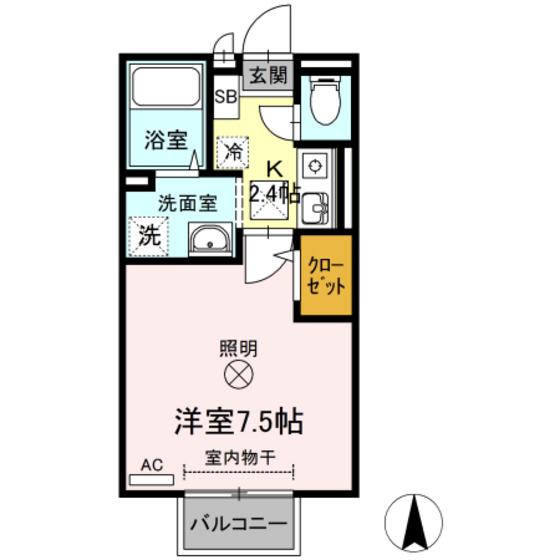 サンシャインパレスC棟(1K/1階)の間取り写真