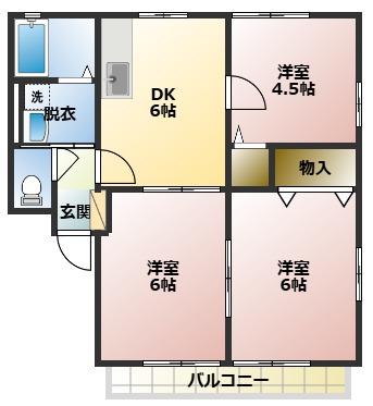 アプリコットII(3DK/2階)の間取り写真