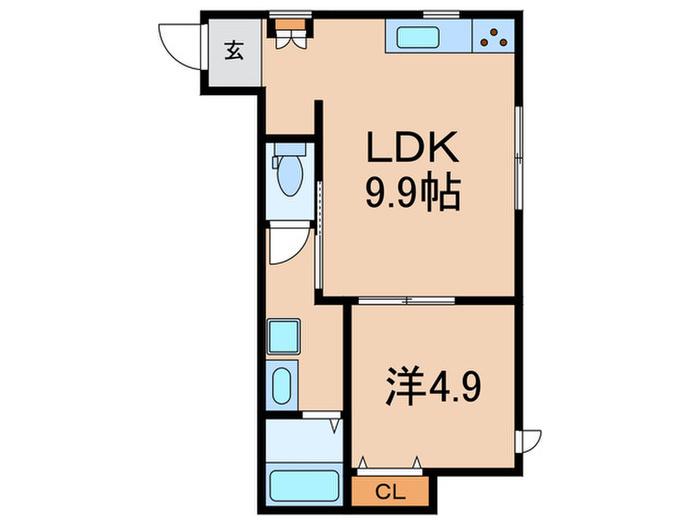 こもれびハウス(1LDK/1階)の間取り写真