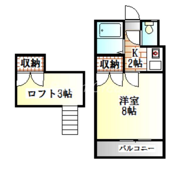 ロフトハウス川内(1SK/2階)の間取り写真