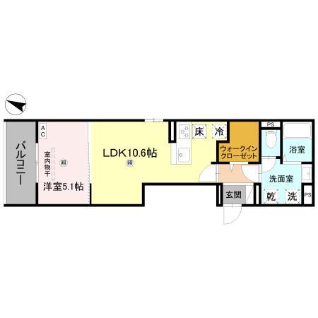 CORTE BREEZA御影(1LDK/1階)の間取り写真
