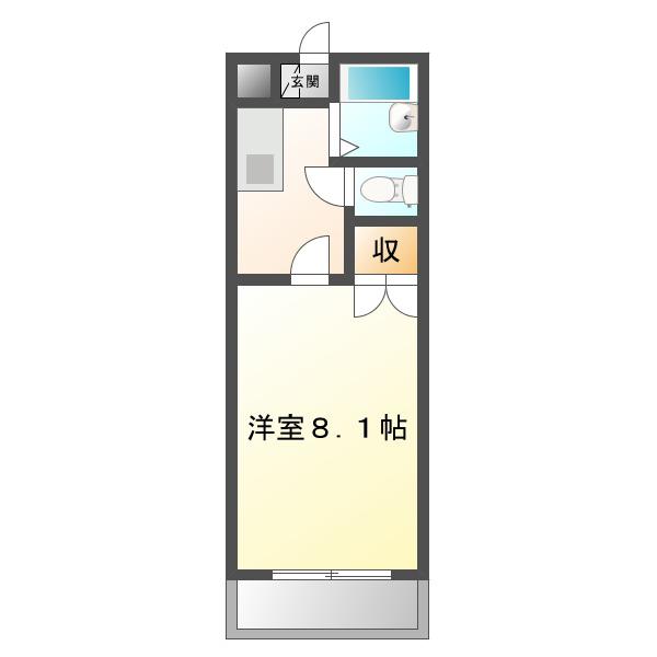 アロフトユーカリ(1K/3階)の間取り写真