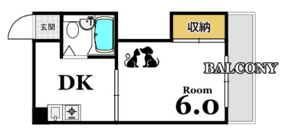 LUTELLA白島(1K/5階)の間取り写真