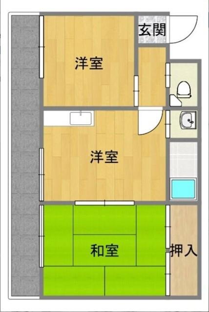 AN PLACE 麻里布(2DK/5階)の間取り写真