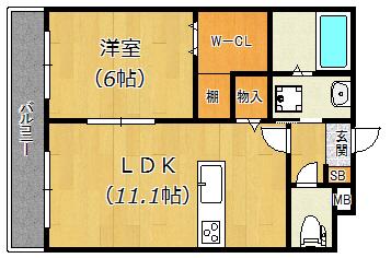 アニマーレ出来島ステーション(1LDK/2階)の間取り写真