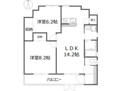 公園通壱番館(2LDK/1階)の間取り写真