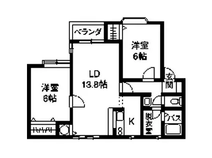 グレイシャス上所(2LDK/1階)の間取り写真