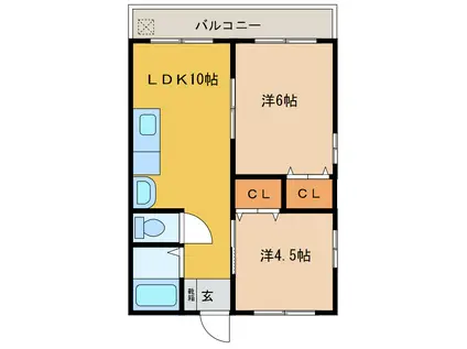 重田ビル(2LDK/2階)の間取り写真