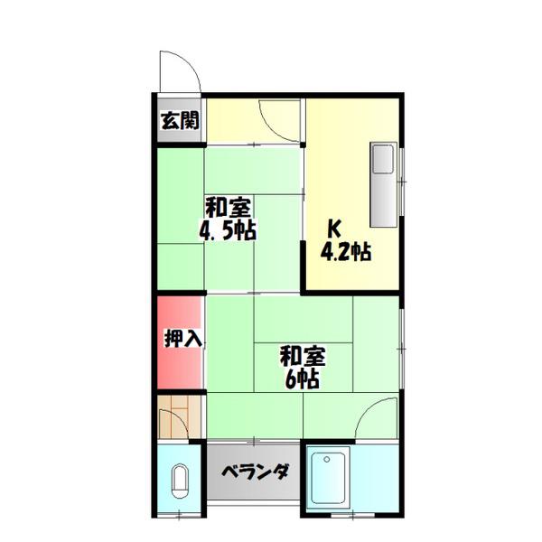 基陽マンション(2K/2階)の間取り写真