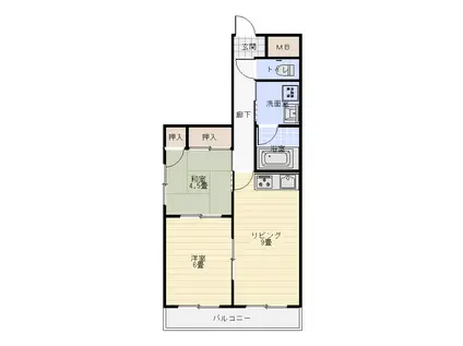 九十歩ビル(2LDK/2階)の間取り写真