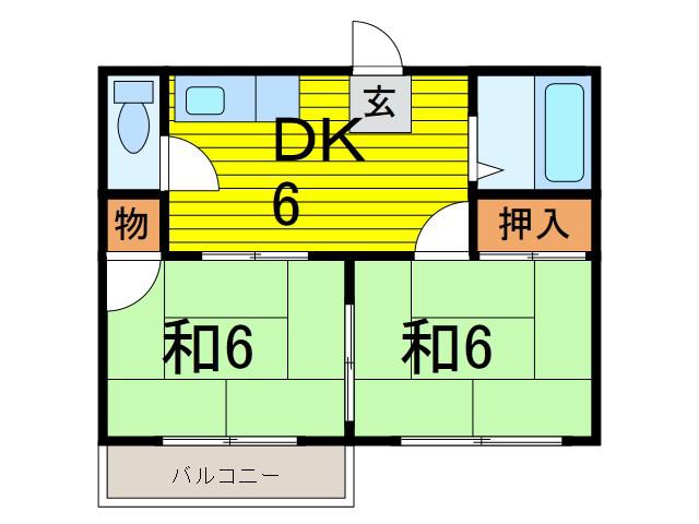 石川ハイツ(2DK/2階)の間取り写真