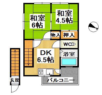 Mハイツ(2DK/2階)の間取り写真