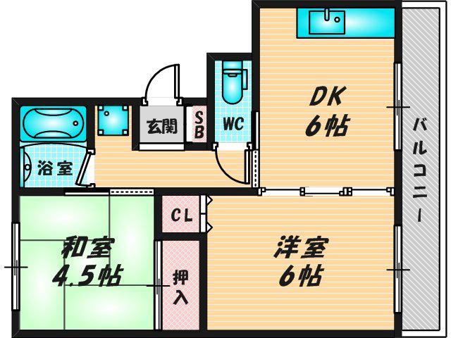 ハイツタカハシ(2DK/3階)の間取り写真