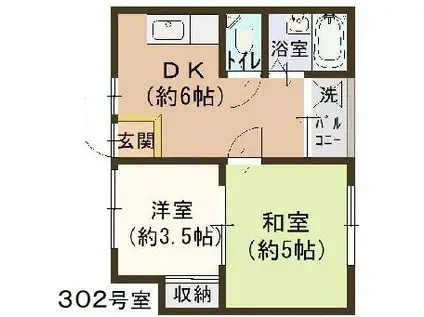 シティエステート小林(2DK/3階)の間取り写真