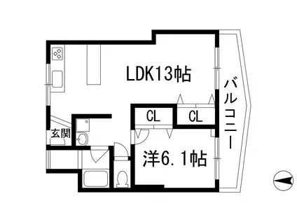 サウス宝塚(1LDK/5階)の間取り写真