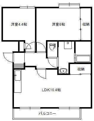 ハイツ葭井戸(2LDK/2階)の間取り写真