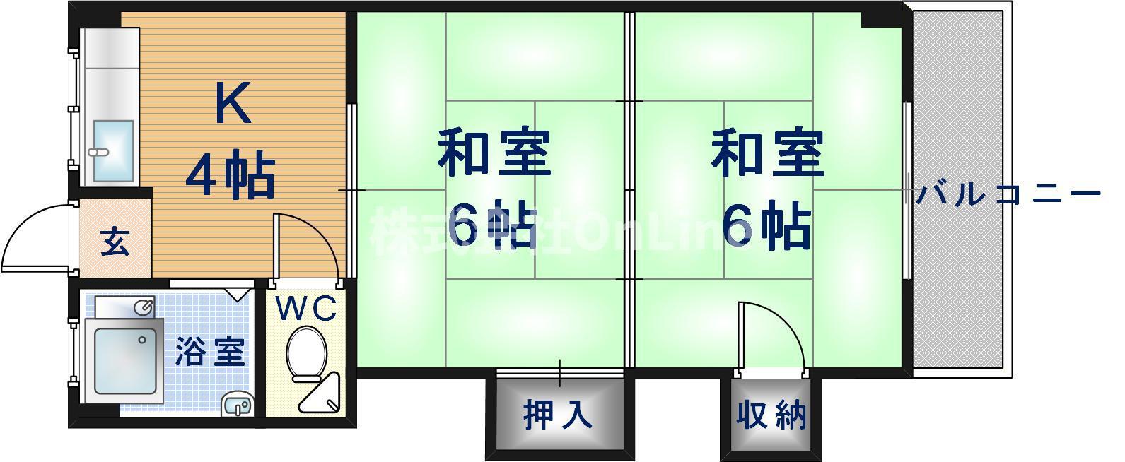 西山本コーポラス1号(2K/3階)の間取り写真