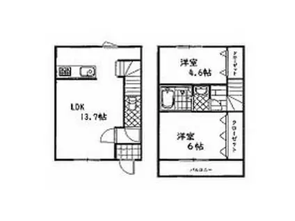 トレステーラ宇佐辛島(2LDK/1階)の間取り写真