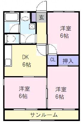サークルバレー津(3DK/2階)の間取り写真