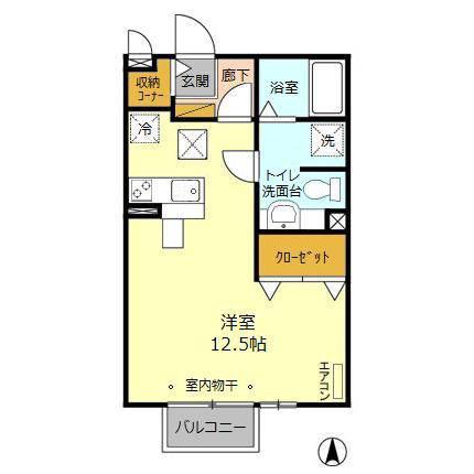 TXハイム(ワンルーム/1階)の間取り写真