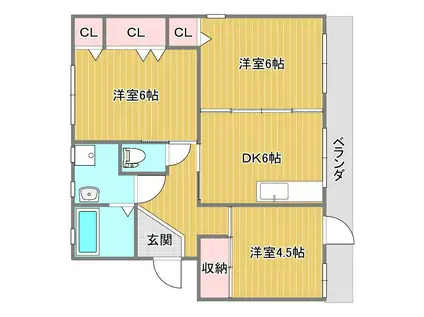 プラグレス(3DK/2階)の間取り写真