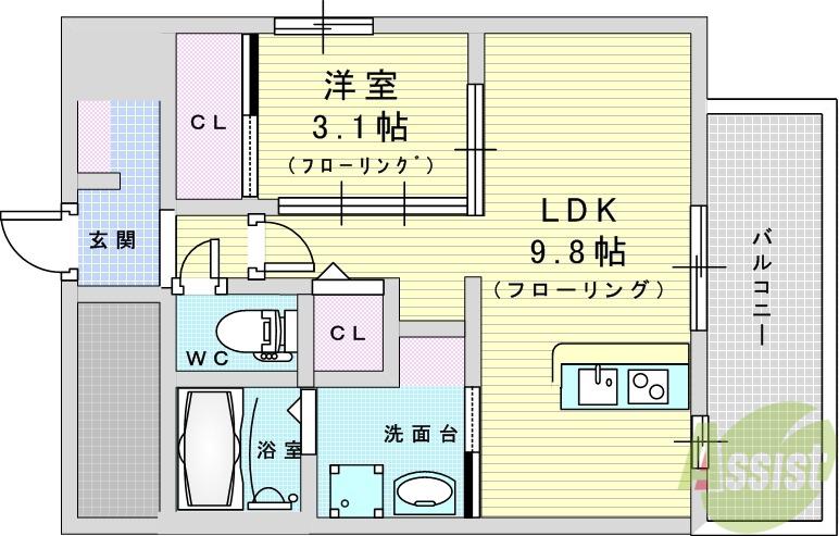 エル・セレーノ新大阪北(1LDK/12階)の間取り写真