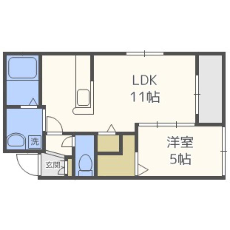 モルティーニ南郷(1LDK/1階)の間取り写真