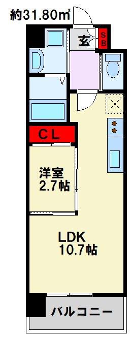 OMANSION(1LDK/10階)の間取り写真