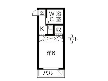 ルーチェ九の城(1K/1階)の間取り写真