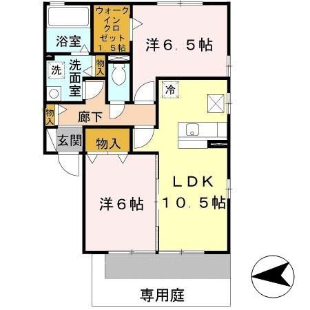 ラフィエール(2LDK/1階)の間取り写真