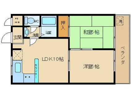 フジハイツ(2LDK/3階)の間取り写真