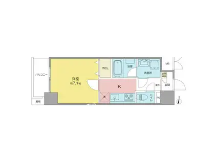 ロイヤルアンコール(1K/4階)の間取り写真