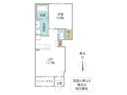 アーバングレイスII(1LDK/1階)の間取り写真