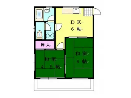 ハアラン矢坂(2DK/1階)の間取り写真