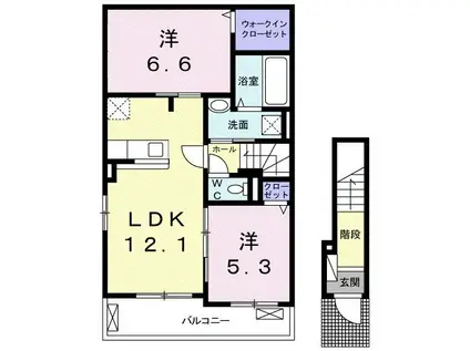 ミルアージュH(2LDK/2階)の間取り写真